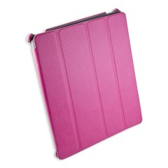 New iPad Coverup Case, PU Leather with Scotland Checker Pattern, Smart Embedded Magnets - Wakeup / Sleep, Pink Color - CL-ACC62053