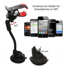 Universal Car Clip Holder for Smartphones, GPS, and MP3/MP4 Player. Adjustable Arm Width. Goose Neck Design with 360-degree Rotation. - CL-ACC62060