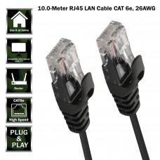 10 Meter RJ45 CAT6E LAN Cable 26AWG, Black Color - CL-CAB24016