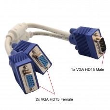 VGA HD15 Male to Dual VGA HD15 Female Adapter - CL-CAB32001