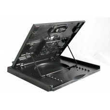 Metal Grill Notebook Stand for 12" - 17" Laptop, Big 80mm Fan, 360 degree Swivel Rotation, 6 Adjustable Levels - CL-NBK68001