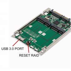 2.5" SATA III and USB 3.0 to Dual mSATA SSD Adapter with RAID support - SD-ADA40085