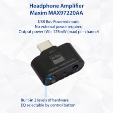 96 KHz 24 Bit DAC Type-C Audio Adapter to 3.5mm Headphone Amplifier 3 Level EQ support - SD-AUD20223