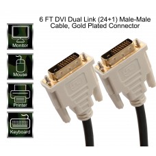 6 ft DVI Dual Link Male to Male Cable Gold Plated Connector - SD-DVIDL-MM-6