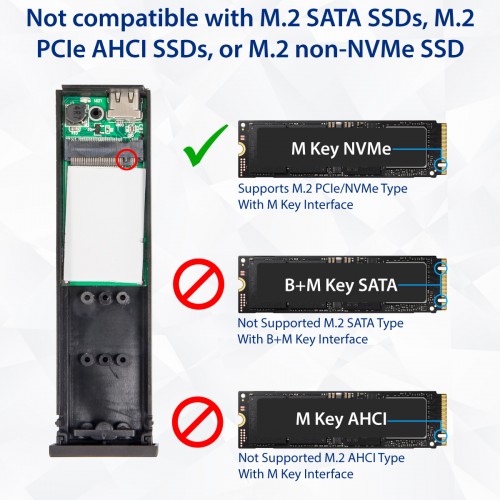 M.2 sans outils ineo USB 3.1 Gén 2 type C type 2 gén Boîtier SSD 2280 2260 2242 2230 Boîtier SSD NGFF vers USB3.1 Câble de type C C2575 NGFF Type C-fr clés B et B + M 