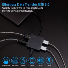 USB 3.1 Gen 1 Type-C Multi-Function Hub - 60W PD Pass Through / HDMI / 3 USB 3.0 Type A Ports - SD-HUB50115