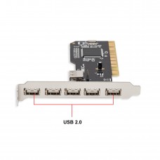 5 External Ports and 1 Internal Shared Port USB 2.0 PCI Card - SD-NECU2-5E1I