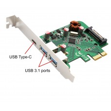 1 Port Type C USB 3.0 and 2 Port USB 3.0 Type A PCI-e x1 Card - SD-PEX20199