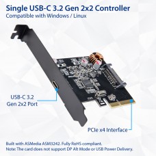 Single Port USB-C 3.2 Gen 2x2 PCI-e Gen 3 x4 Expansion Card