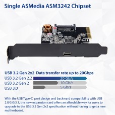 Single Port USB-C 3.2 Gen 2x2 PCI-e Gen 3 x4 Expansion Card