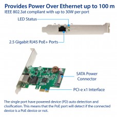 2.5 Gigabit 802.3at POE+ Ethernet PCI-e x1 Network Interface Card