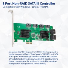 8 Port SATA III to PCIe 3.0 x1 NON-RAID Expansion Card SD-PEX40163
