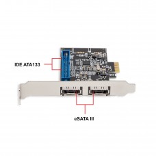 1 Port ATA133 IDE and 2 Port eSATA III PCI-e 2.0 x1 RAID Card - SD-PEX50049