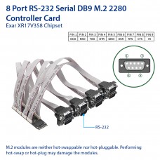 8 Port RS-232 DB9 Serial M.2 B+M Key Controller Card