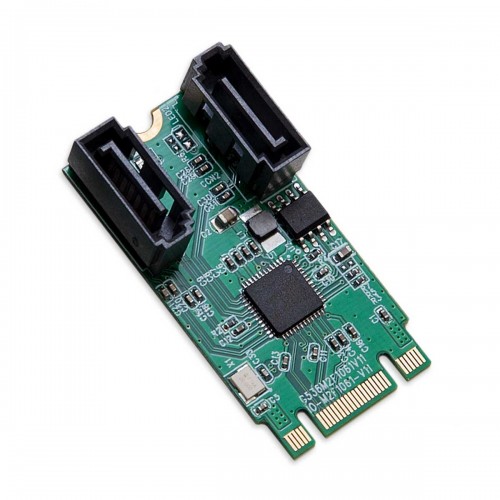 M.2 B+M Key 22x42 PCIe To 2 Ports SATA 6 G III Adapter