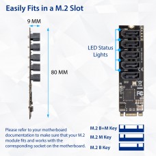 5 port Non-RAID SATA III 6Gbp/s to M.2 B+M Key Adapter PCI-e 3.0 x2 bandwith - SI-ADA40141