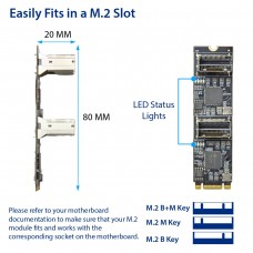 8 port Non-RAID SATA III 6Gbp/s to M.2 B+M Key Adapter PCI-e 3.0 x2 bandwith - SI-ADA40170