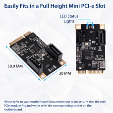 2 Port SATA III Full Height MiniPCIE Controller Card (Jmicro Chipset) - SI-MPE40150