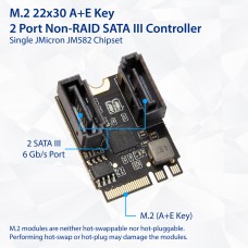2 Ports NON-RAID SATA III 6gb/s to M.2 A+E Key 22x30 mm - SI-MPE40160