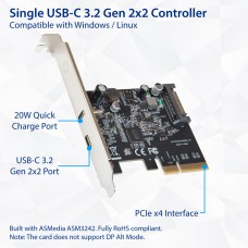 USB-C 3.2 Gen 2x2 + 20W QC Port PCI-e Gen 3 x4 Expansion Card