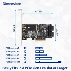 5 port Non-RAID SATA III 6Gbp/s PCI-e x4 Controller Card - SI-PEX40139