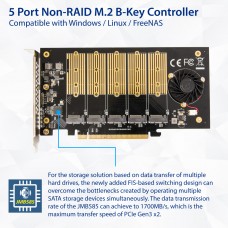5 Slot M.2 B-key SATA Base PCI-e 3.0 x2 Bandwidth Controller Card Require x16 Slot - SI-PEX40142