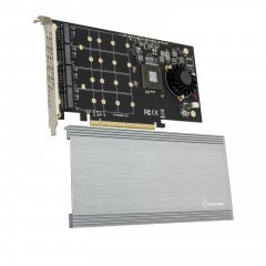 Quad M.2 NVMe Ports to PCIe 3.0 x16 Bifurcation Riser Controller - Support Non-BiFurcation Motherboard - SI-PEX40152