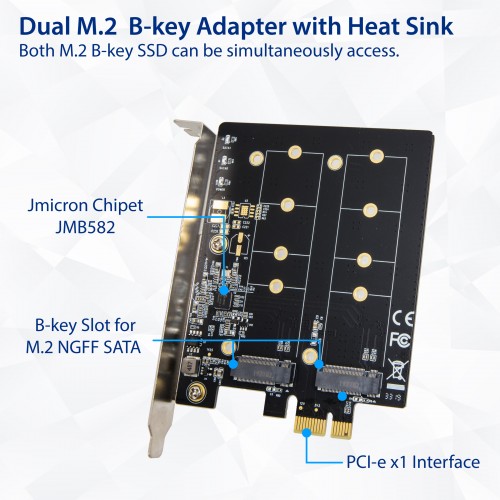 Imaginative weak meaning Dual M.2 B-Key PCI-e 3.0 x1 Adapter with Heatsink