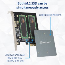 Dual M.2 B-Key PCI-e 3.0 x1 Adapter with Heatsink - SI-PEX40153