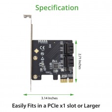 4 Port SATA III PCI-e 3.0 x1 Card Non-Raid with Low Profile Bracket - SI-PEX40156