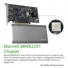 Dual M.2 NVMe Ports RAID to PCIe 3.0 x16 Interface ( x8 Bandwidth) Bifurcation Riser Controller - SI-PEX40158