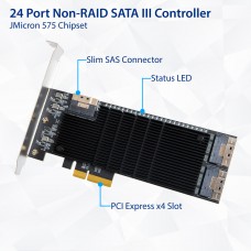 24 Port SATA III to PCIe 3.0 x4 NON-RAID Expansion Card