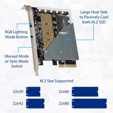 M.2 M-key and M.2 B-key SSD RGB Adapter Card with Heatsink 12V ARGB PIN - SI-RGB40143