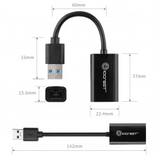 USB 3.0 RJ45 Gigabit 10/100/1000 BaseEthernet LAN Adapter - SY-ADA24052