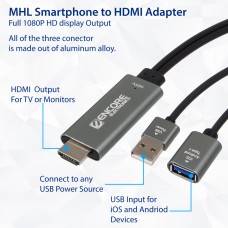 MHL USB to HDMI Adapter 1080P HD HDTV Mirroring andCharging Cable, - SY-ADA31065