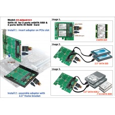 3.5" SATAIII to Dual mSATA RAID Adapter - SY-ADA40101