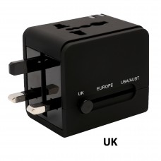 Universal Travel Adapter, International Plug (US / UK / EU / AU) with 2-Port USB Type-A Charging Port, Input: AC100-250V - SY-ADA60013
