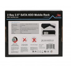 Dual Bay Trayless Mobile Rack for Two 2.5" SATA III HDD or SSD - SY-MRA25033