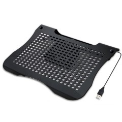 Aluminum Notebook Cooler for 7"~17" Laptop, Built-in One Removable Big Silent Fan with Free Airflow, Powered by USB, Black Color - SY-NBK68017