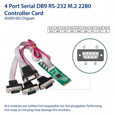 4 Port RS-232 DB9 Serial M.2 B+M Key Controller Card - SY-PEX15066