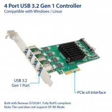 USB 3.2 Gen 1 (5 Gbps) 4 Port Type-A PCI-e 3.0 x4