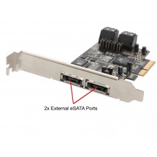 4 Port SATA II PCI-e x4 with Shared 2 Port eSATA II Card - SY-PEX40048