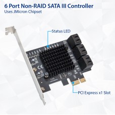 6 Port SATA III to PCIe 3.0 x1 NON-RAID Expansion Card SY-PEX40166