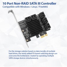 10 Port SATA III to PCIe 3.0 x1 NON-RAID Expansion Card