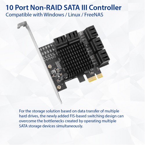 Rivo PCIe SATA Card SATA Controller Expansion Card with Low Profile Bracket Support 10 SATA 3.0 Devices 10 Port with 10 SATA Cable Boot as System Disk Non-Raid