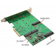 2 Port mSATA and M.2 (NGFF) PCI-E x4 RAID Card - SY-PEX50090