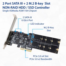 2 M.2 B Key and 2 Port SATA III PCIe 3.0 x4 NON-RAID Expansion Card - SY-PEX50123
