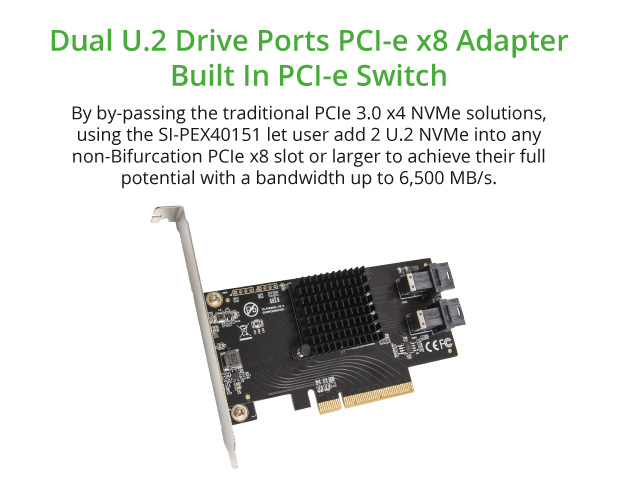 x8 Bandbreite IO Crest Quad M.2 NVMe Ports auf PCIe 3.0 x16 Schnittstelle Bifurkation Riser Controller 