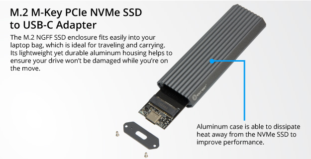 USB Type-C Aluminum Enclosure for M.2 NVMe SSD