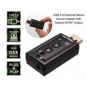 USB 2.0 External Stereo Sound Adapter with Optical SPDIF Output - SD-AUD20101
